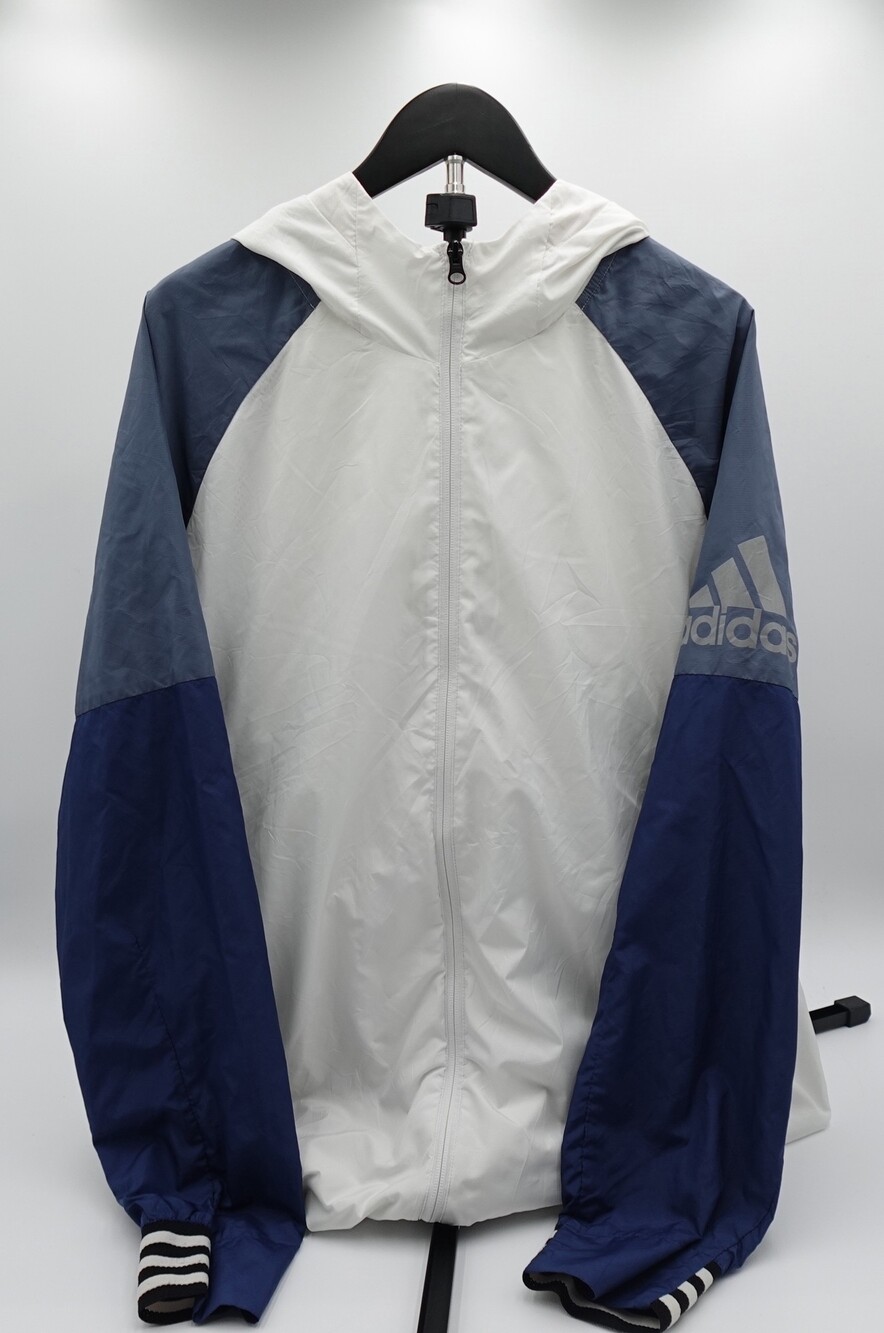 Adidas Colorblock Hooded Jacket XL Polyester Full Zip Windbreaker
